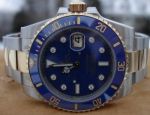Rolex Submariner Watch 2-Tone Blue Diamond & Ceramic Bezel with Diamond